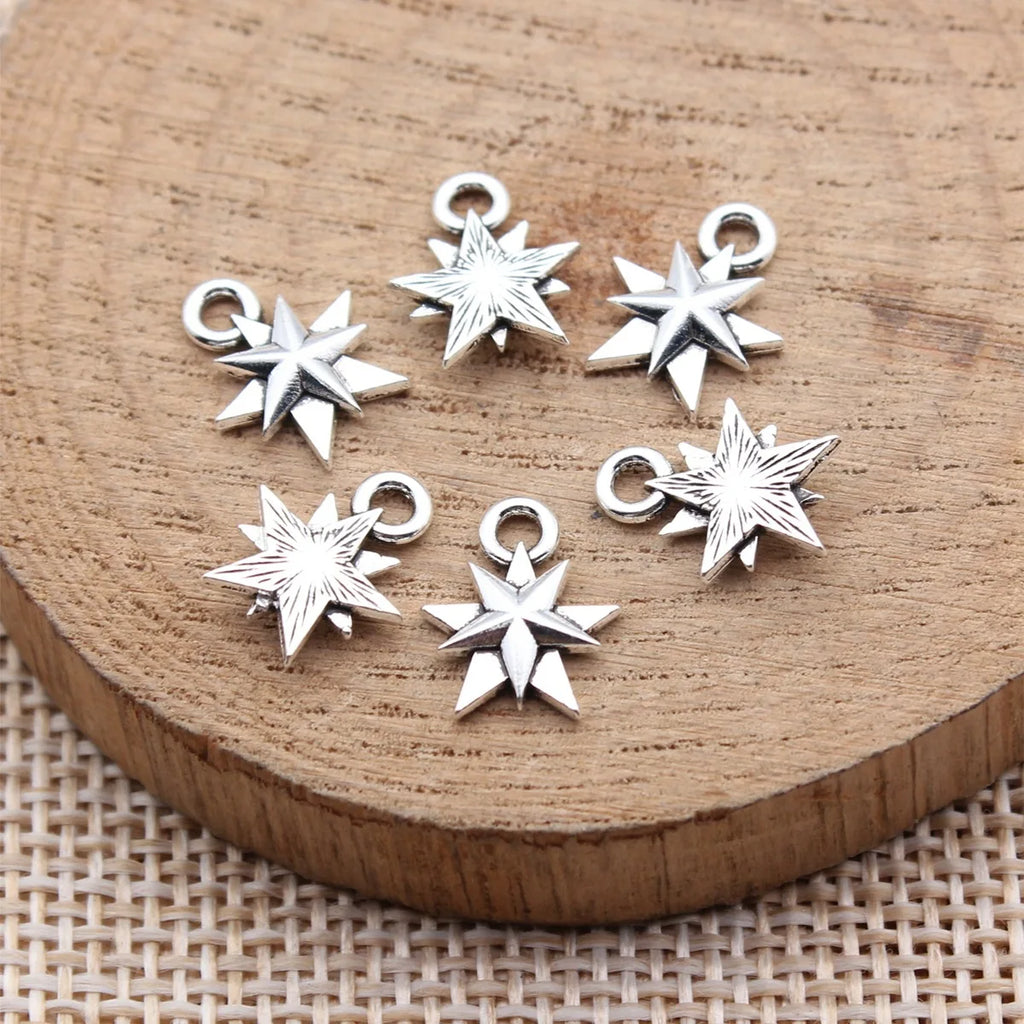 12x9mm 0.38g Antique Silver Zinc Alloy Star Charm Pendant for Bracelet Necklace DIY Jewelry Making