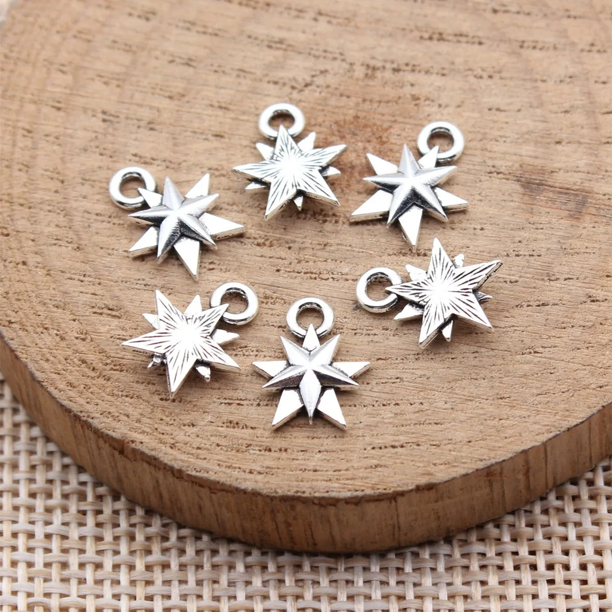 12x9mm 0.38g Antique Silver Zinc Alloy Star Charm Pendant for Bracelet Necklace DIY Jewelry Making