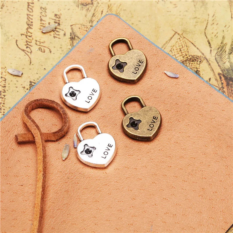 17x13MM Antique Silver Zinc Alloy Heart Lock Charm Pendant for DIY Necklace Bracelet Jewelry Making