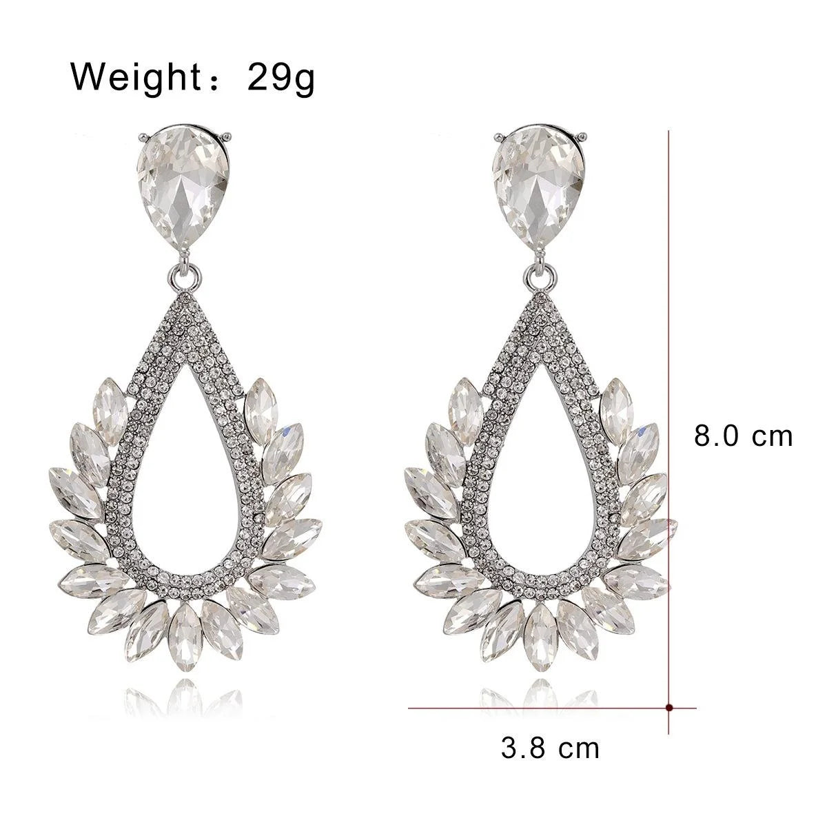 Luxury Green Teardrop Crystal Rhinestone Chandelier Earrings For Women Wedding Party Banquet Gift