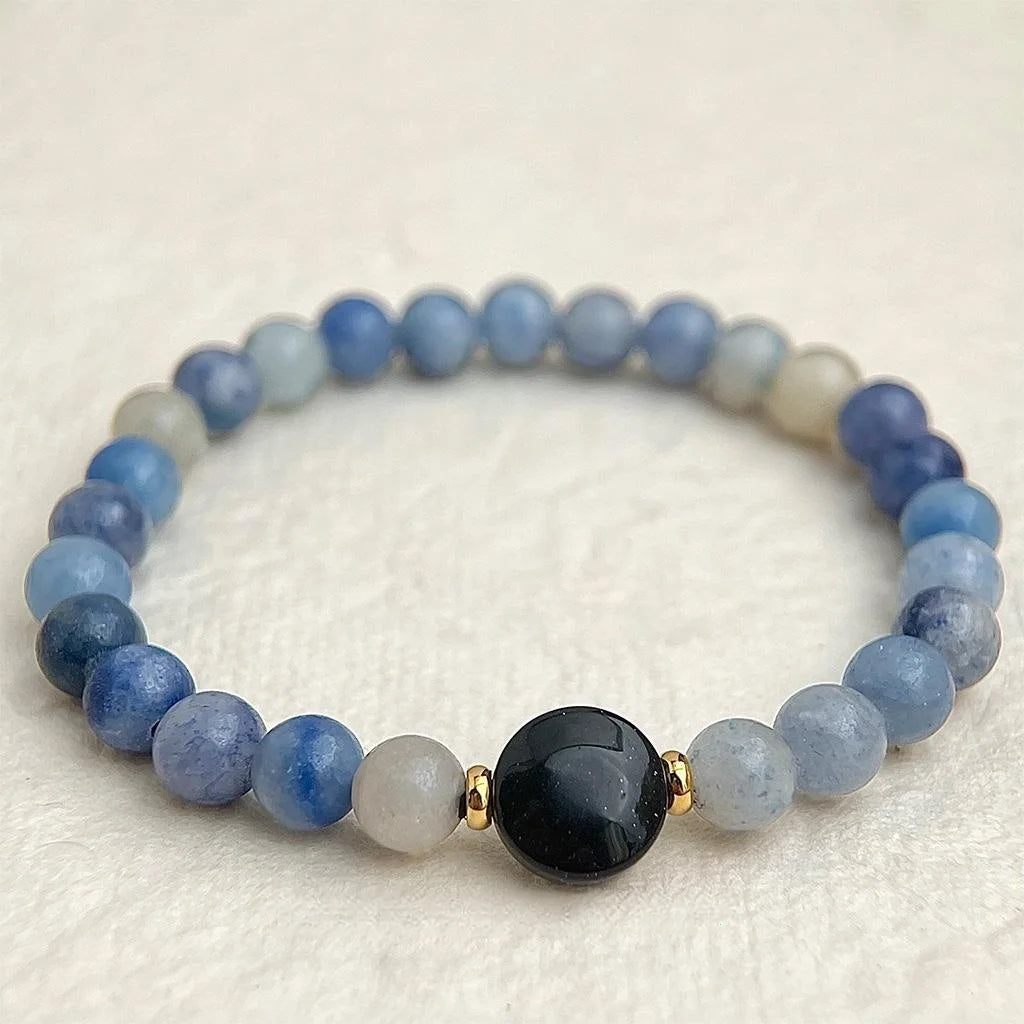 Natural Stone Blue Aventurine Bracelet New Chinese Geometric Handmade Ethnic Style Jewelry For Women