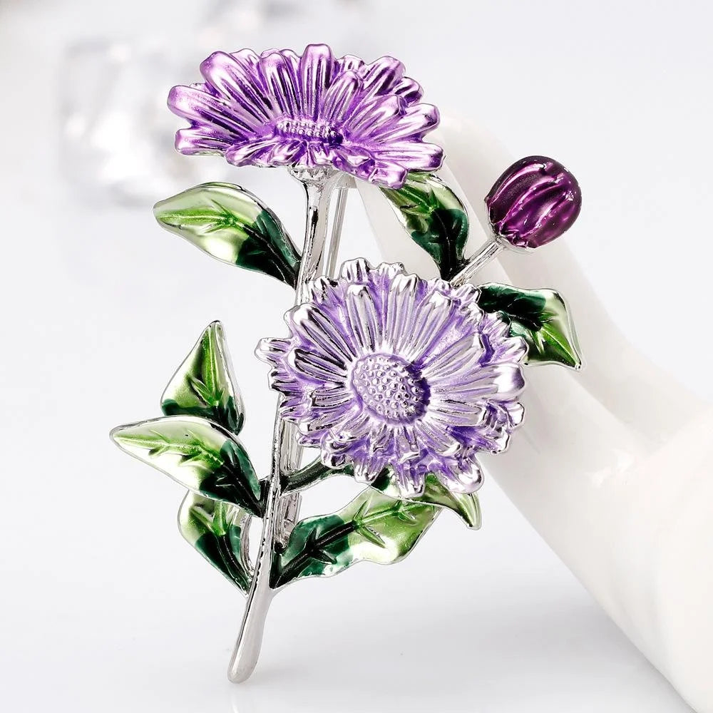 Elegant Enamel Daisy Flower Brooch For Women, Alloy Floral Lapel Pin Corsage Suit Accessory Gift