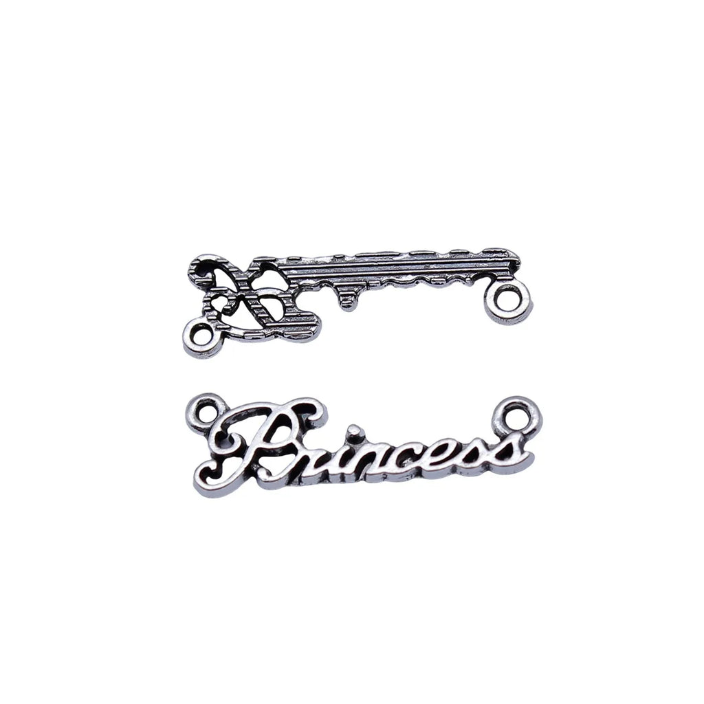 23x7.5mm 0.57g Antique Silver Zinc Alloy Princess Connector Charm for DIY Bracelet Necklace Jewelry