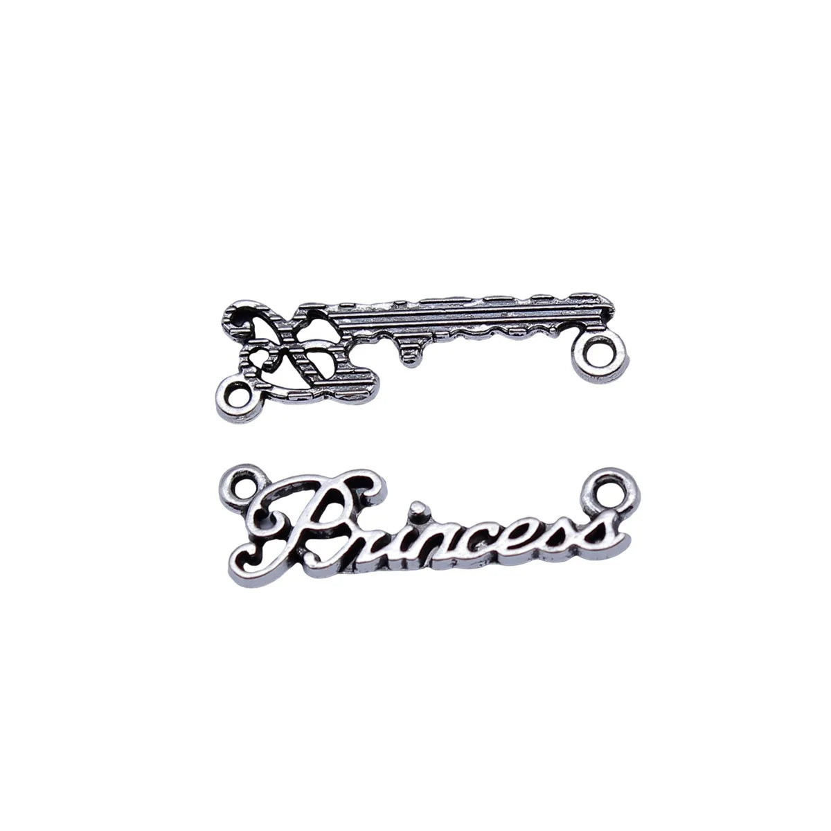 23x7.5mm 0.57g Antique Silver Zinc Alloy Princess Connector Charm for DIY Bracelet Necklace Jewelry
