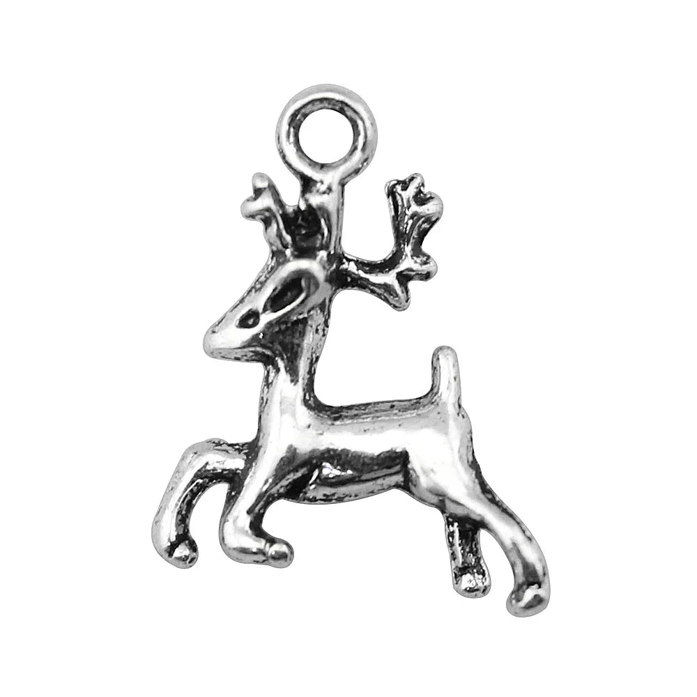 20x17mm 1.6g Antique Silver Zinc Alloy Christmas Deer Charm Pendant for DIY Holiday Jewelry Making