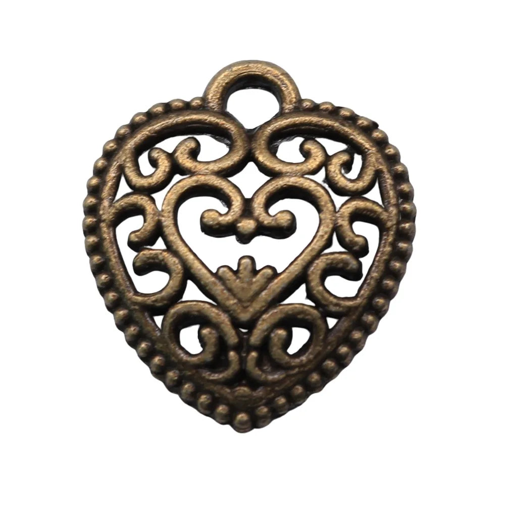 16x15mm 0.9g Multicolor Zinc Alloy Carved Heart Charm Pendant for DIY Necklace Bracelet Making