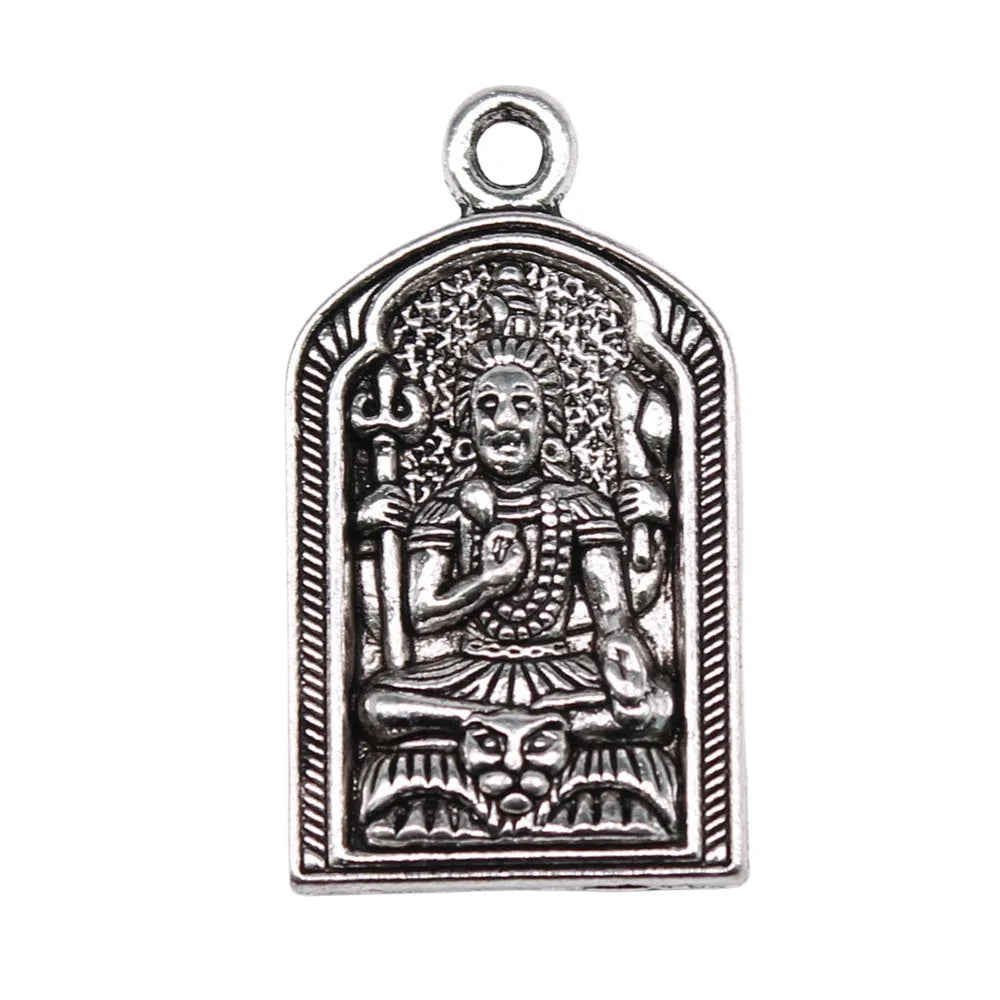 31x17mm 5.8g Antique Silver Zinc Alloy Yoga Deity Tag Charm Pendant for DIY Necklace Bracelet Jewelry