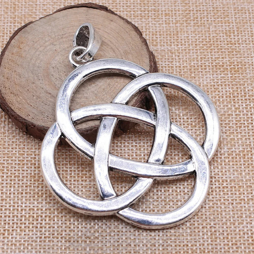 73x66mm 19g Antique Silver Zinc Alloy Chinese Knot Charm Pendant for DIY Necklace Jewelry Making