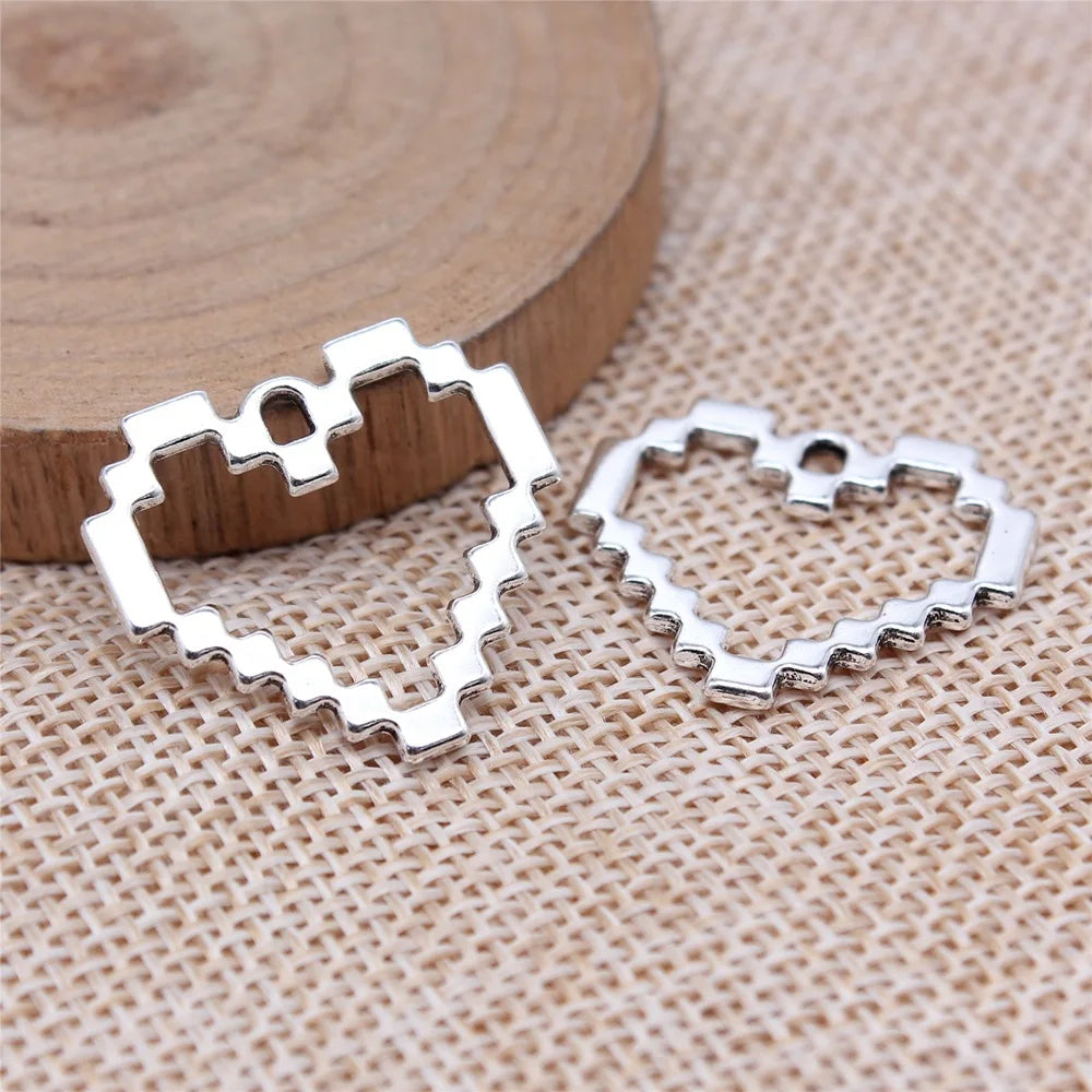 22x24mm 1.6g Multicolor Zinc Alloy Mosaic Heart Charm Pendant for DIY Necklace Bracelet Making