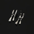Elegant Zircon Double Hoop Teardrop Dangle Stud & Clip On No Piercing Silver Needle Fashion Earrings