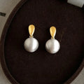 Two Tone Brushed Eco Friendly Copper Geometric Ball Teardrop Drop Earrings For Women
