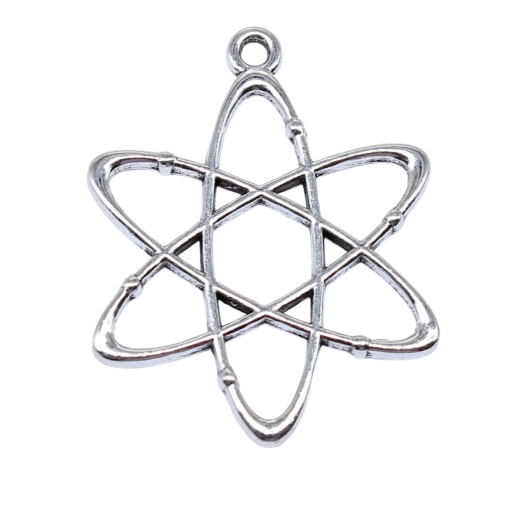33x26mm 2.6g Antique Silver Zinc Alloy Atom Structure Charm Pendant for DIY Science Theme Jewelry