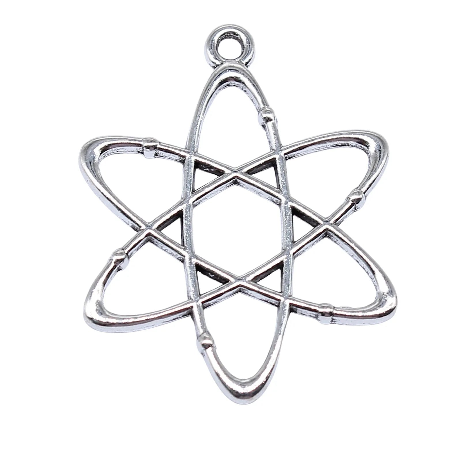 33x26mm 2.6g Antique Silver Zinc Alloy Atom Structure Charm Pendant for DIY Science Theme Jewelry