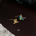 Handmade Designer Niche Asymmetric Natural Stone Bird Copper Drop Earrings For Women