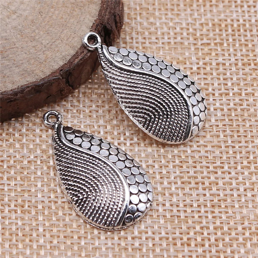31x16mm 2.7g Antique Silver Zinc Alloy Teardrop Charm Pendant for DIY Necklace Jewelry Making