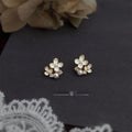 Sweet White Enamel Flower Stud Earrings Copper Micro Pave Zircon Mini Floral Jewelry