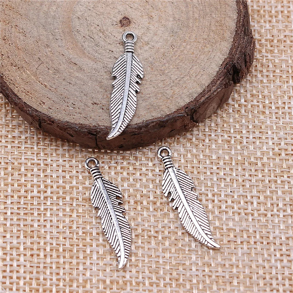 25x6mm 0.7g Multicolor Zinc Alloy Feather Charm Pendant for DIY Earring Bracelet Making