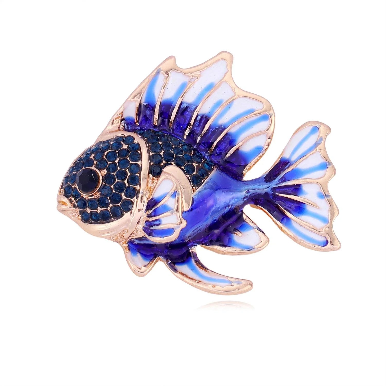 Elegant Tropical Fish Enamel Rhinestone Brooch For Women, Creative Luxury Lapel Pin Corsage Suit Accessory