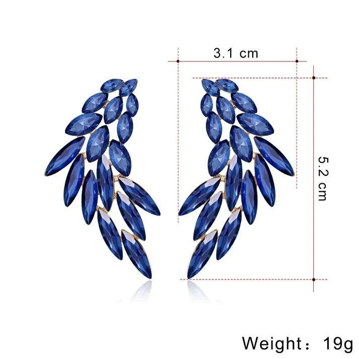 Luxury Crystal Wing Earrings Gold Alloy Glass Rhinestone Bridal Statement Earrings For Wedding Banquet Party