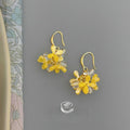 Summer Yellow Resin Flower Drop Earrings Handmade Niche Geometric Sweet Style Jewelry