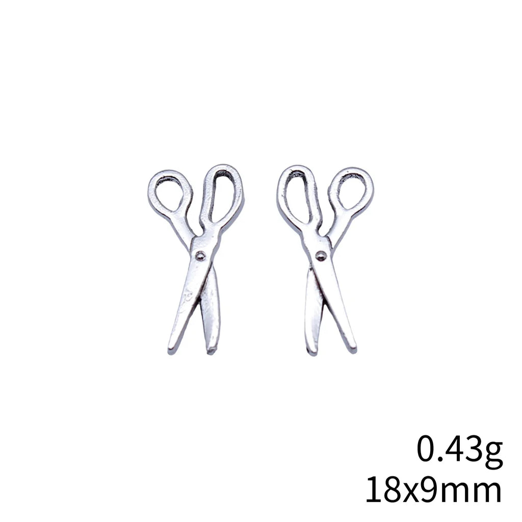 18x9mm 0.43g Antique Silver Finish Zinc Alloy Scissors Charm Pendant for Bracelet Necklace DIY