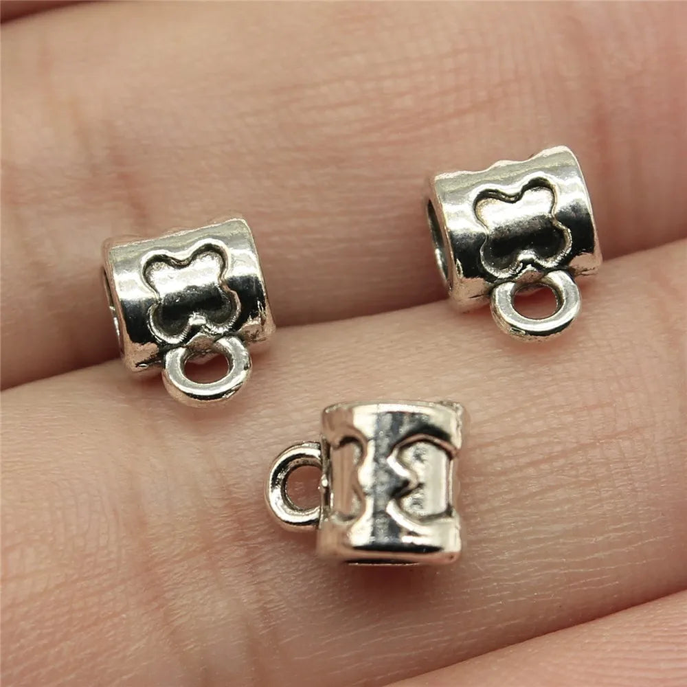 8x6x5mm 0.7g Antique Silver Zinc Alloy Connector Bail Pendant Findings for DIY Bracelet Necklace Making