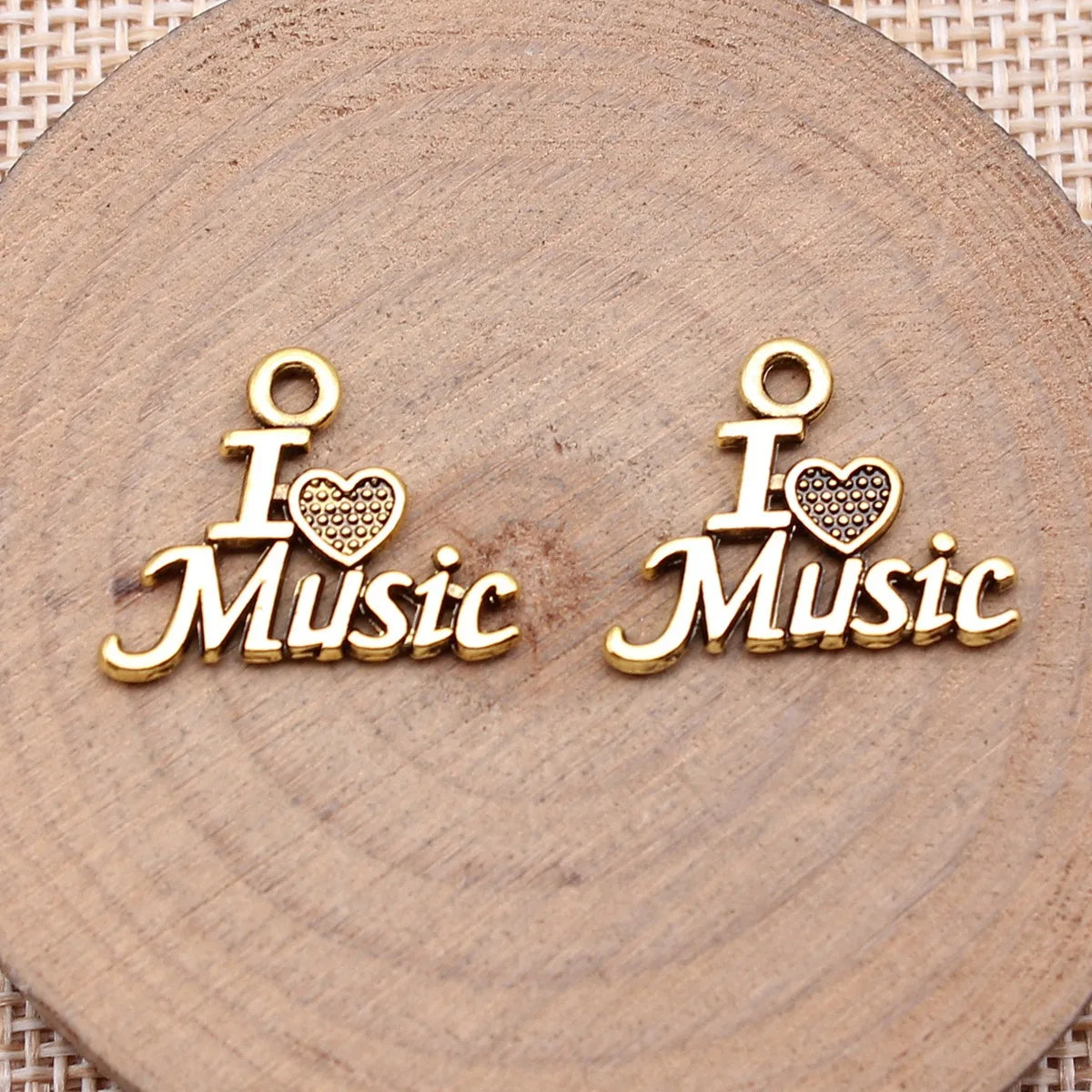 16x20mm 1.1g Antique Silver Zinc Alloy I Love Music Word Tag Charm Pendant for DIY Bracelets