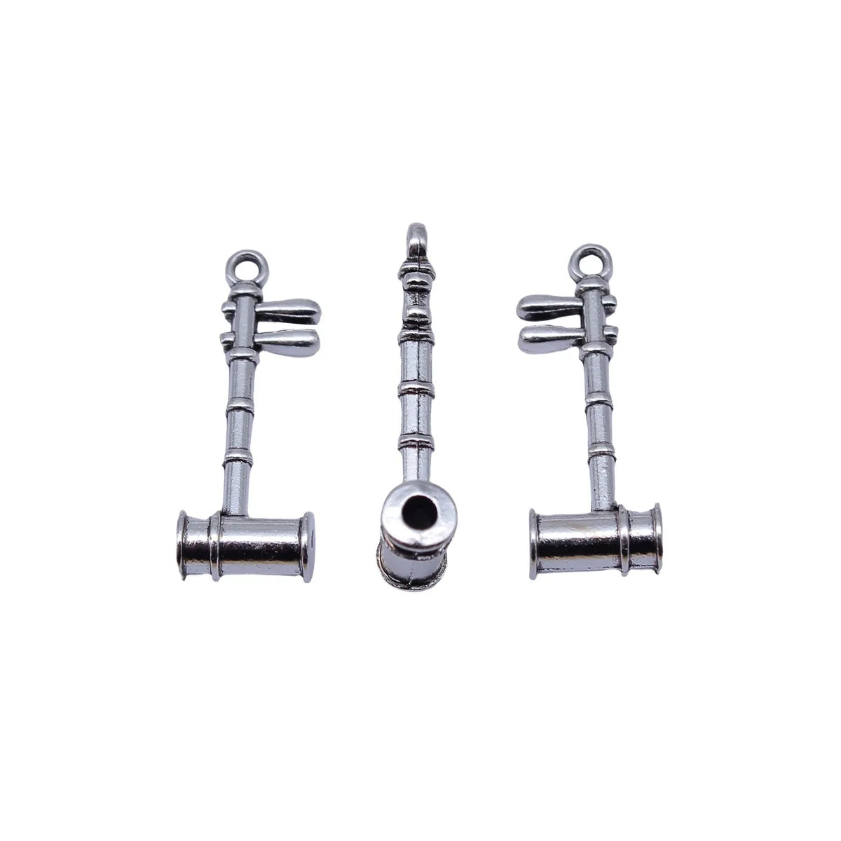 28x11mm 1.9g Antique Silver Zinc Alloy Erhu Musical Instrument Charm Pendant for DIY Jewelry Making