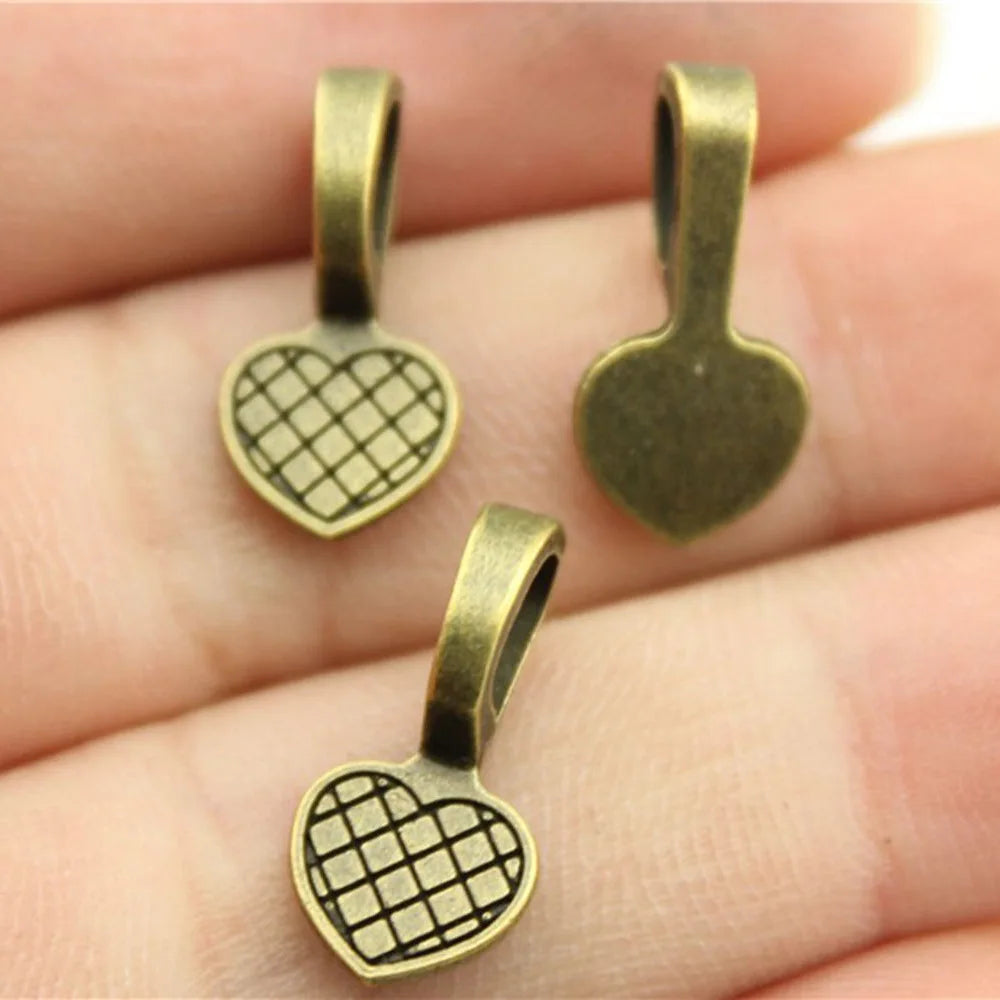 19x9mm 0.9g Antique Bronze Zinc Alloy Heart Pendant Bail Connector Charm for DIY Jewelry Making