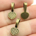 19x9mm 0.9g Antique Bronze Zinc Alloy Heart Pendant Bail Connector Charm for DIY Jewelry Making