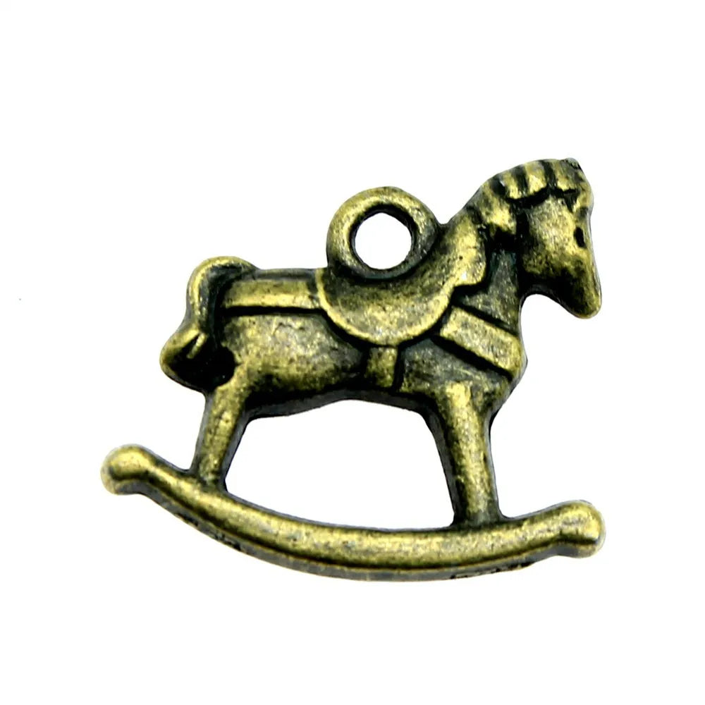 19x18mm 2.3g Multicolor Zinc Alloy Rocking Horse Charm Pendant for DIY Necklace Bracelet Jewelry Making