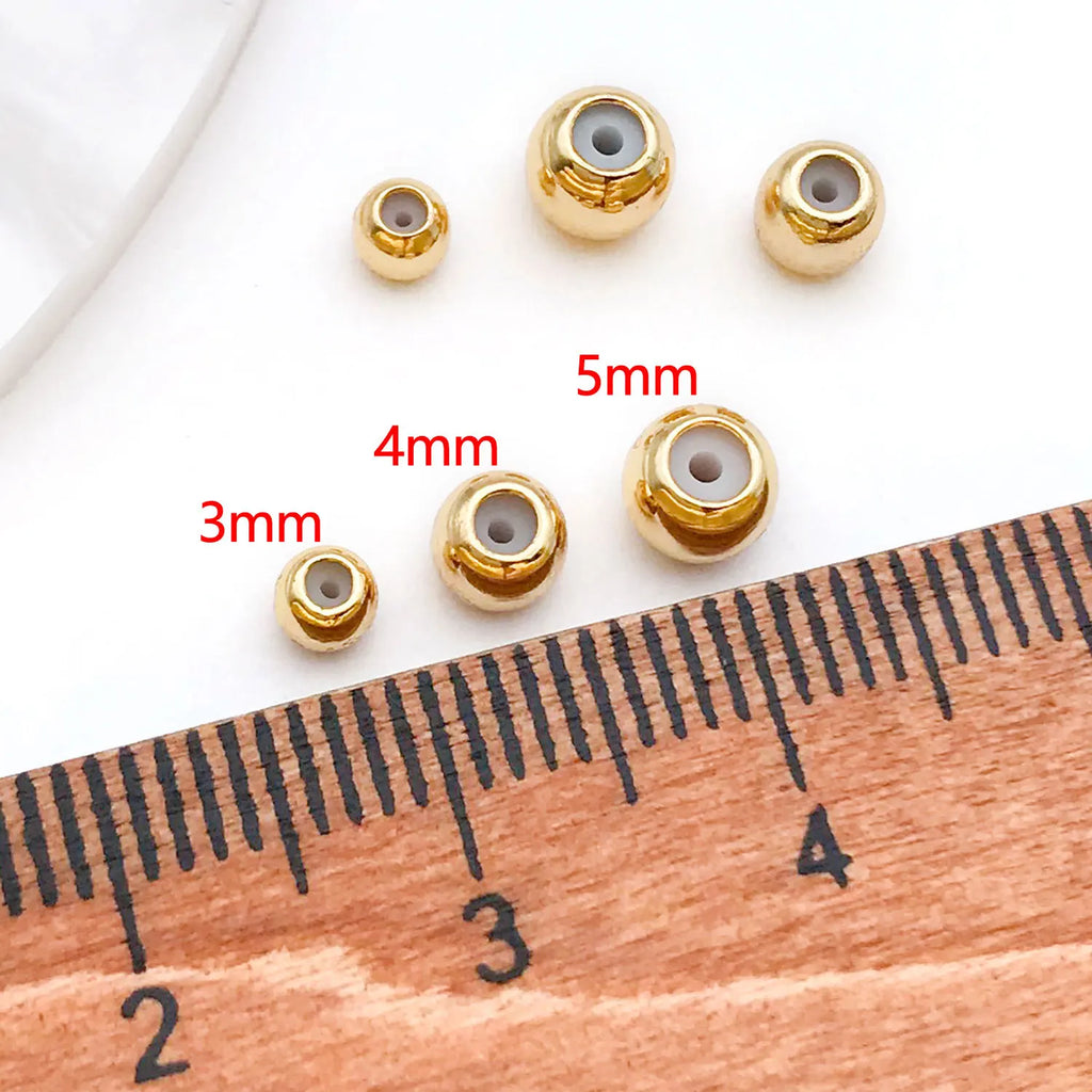 Gold Tone Silicone Round Ball Slider Beads for Adjustable Necklace Bracelet Jewelry Making