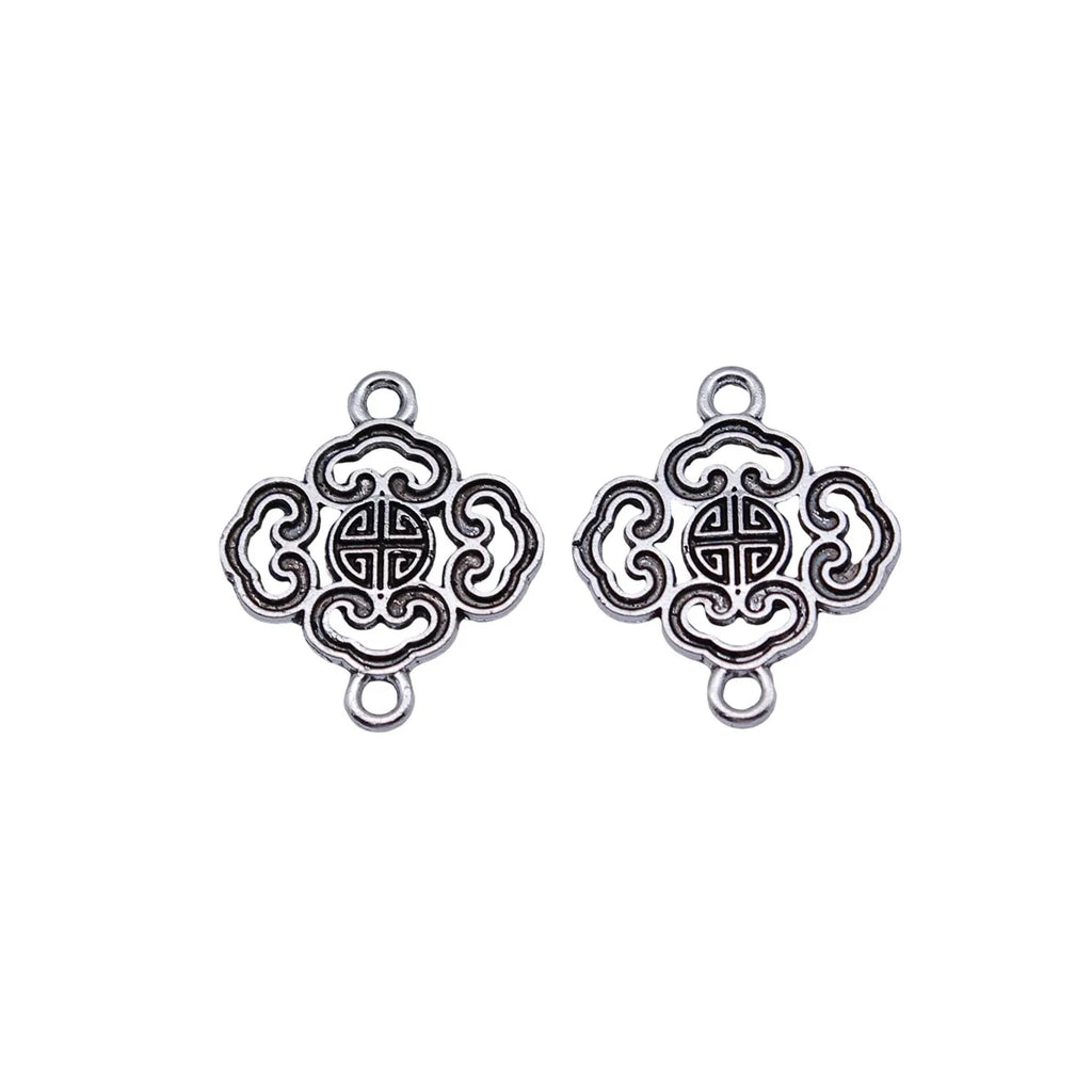 20x17mm 0.76g Antique Silver Zinc Alloy Chinese Pattern Connector Charm for DIY Bracelet Jewelry Making