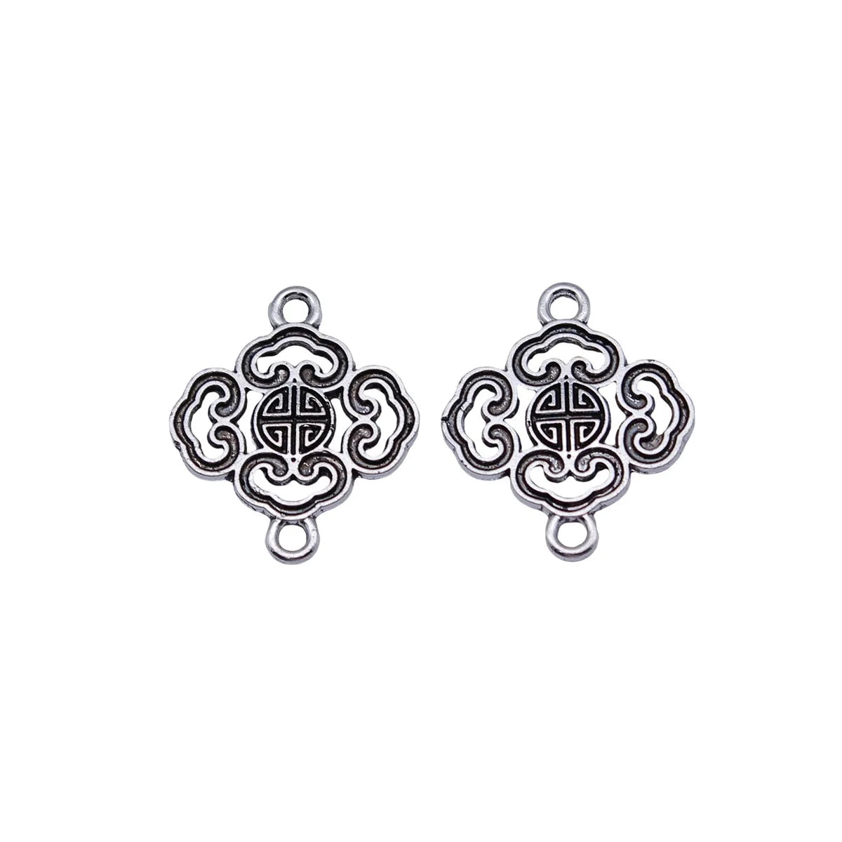 20x17mm 0.76g Antique Silver Zinc Alloy Chinese Pattern Connector Charm for DIY Bracelet Jewelry Making