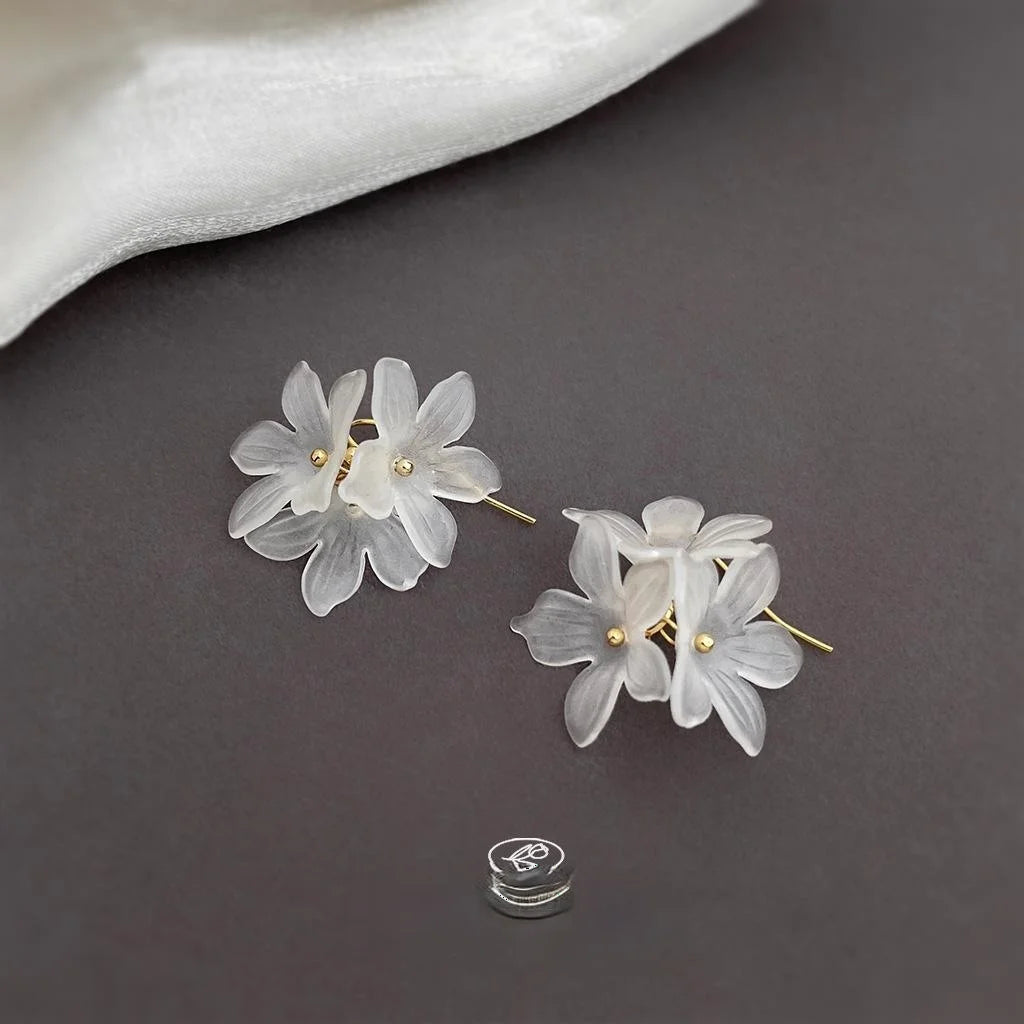 Sweet Floral Acrylic Flower Drop Earrings For Women Elegant Forest Style Jewelry