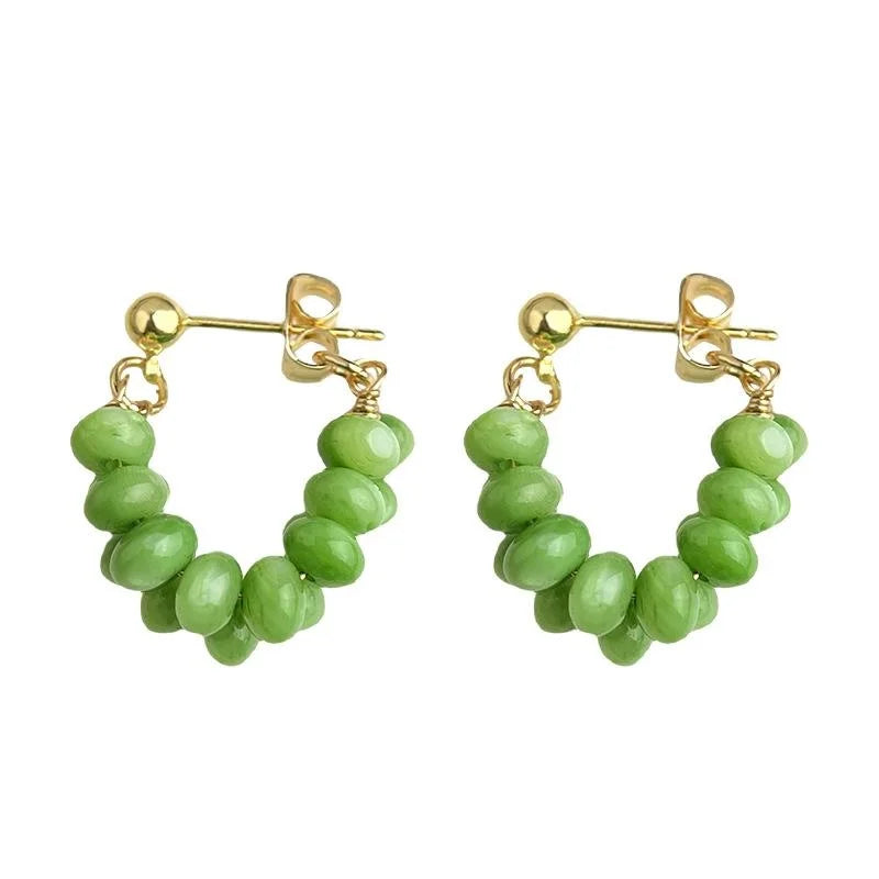 Sweet Forest Style Double Layer Shell Geometric Round Hoop Drop Earrings For Women