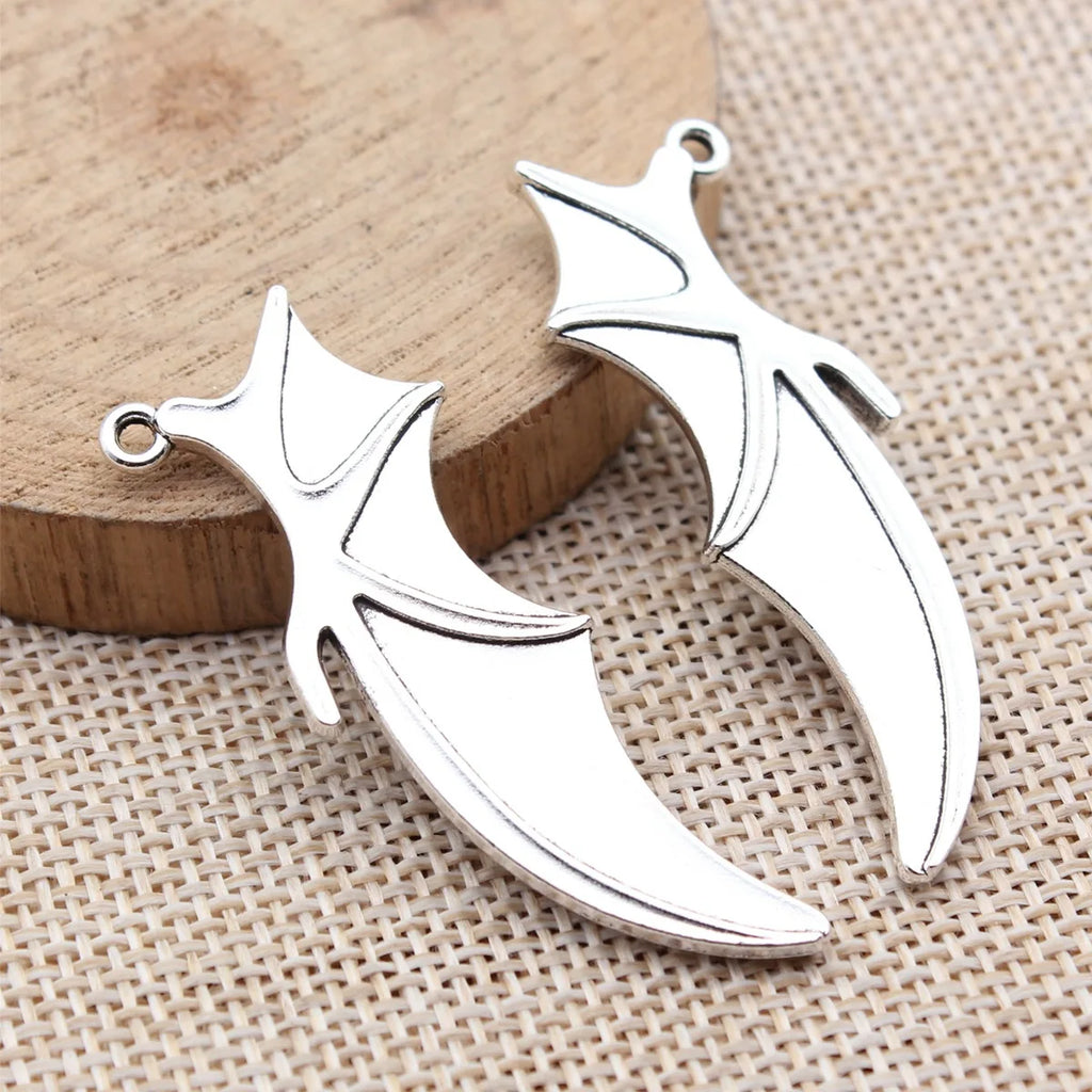 49x18mm 4.9g Antique Silver Zinc Alloy Vampire Bat Wings Charm Pendant for DIY Gothic Jewelry Making