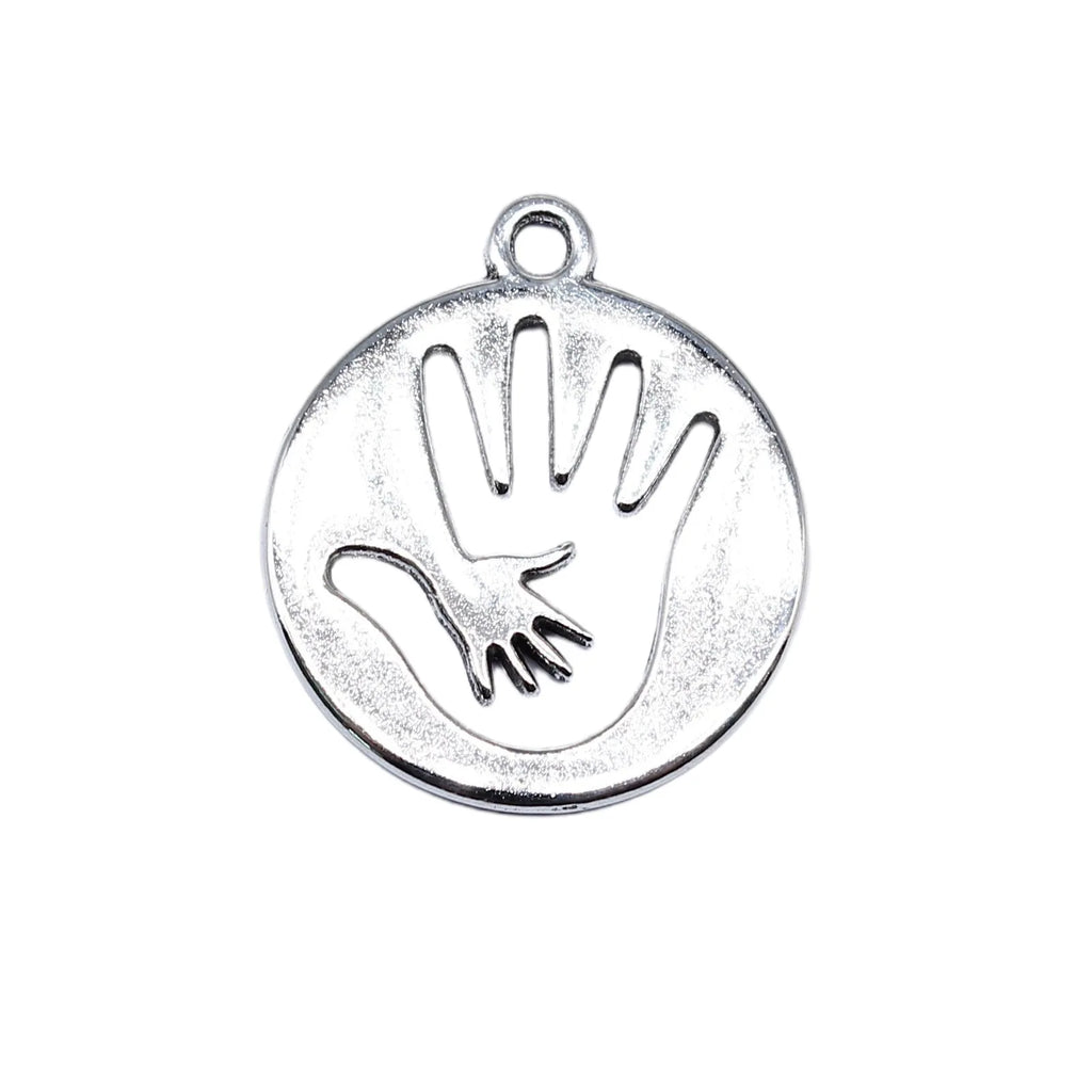 23x20mm 1.9g Antique Silver Zinc Alloy Openwork Big and Small Hand Hollow Charm Pendant for DIY Jewelry Making