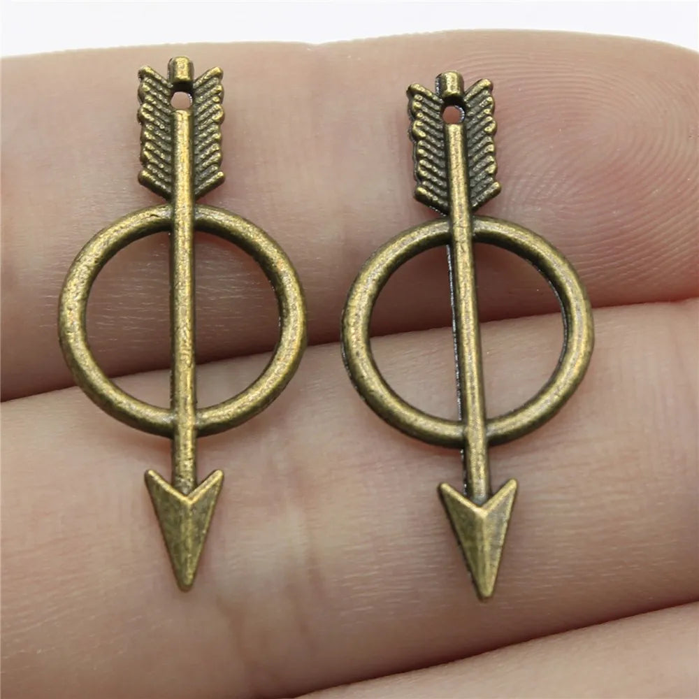 29mm 0.8g Multicolor Zinc Alloy Bow and Arrow Charm Pendant for DIY Necklace Bracelet Making