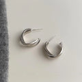 Vintage Hong Kong Style Gunmetal Copper Cross Line Geometric Round Drop Earrings