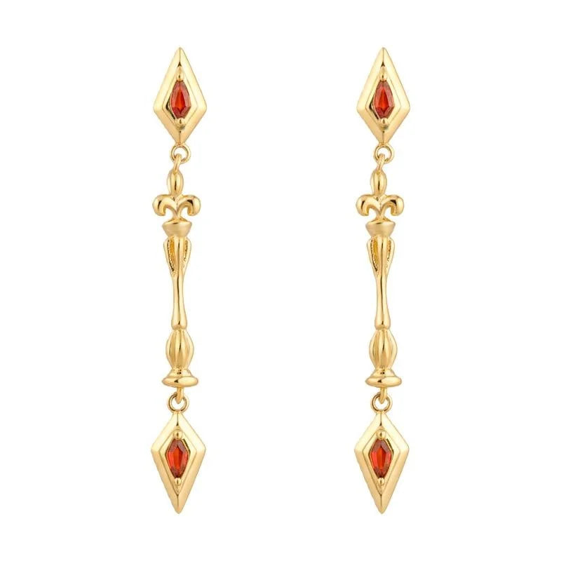 Luxury Iris Flower Long Tassel Drop Earrings Micro Pave Zircon Copper