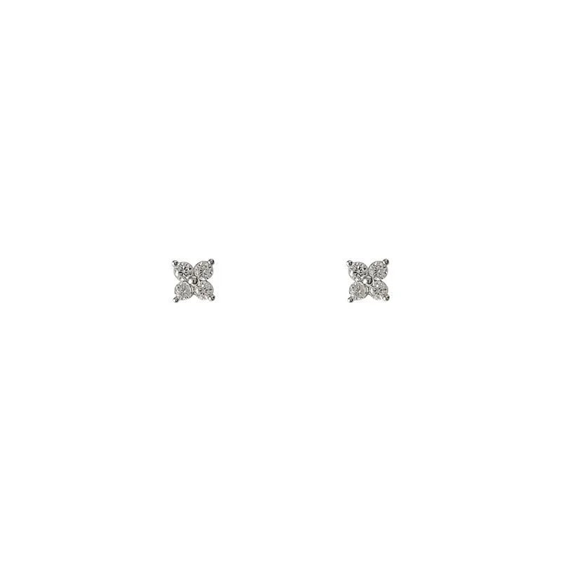 Mini Micro Pave Zircon Copper Stud Earrings 14K Plated Geometric Polka Dot 3 Piece