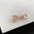 Rose Gold Plated Copper Snowflake Stud Earrings With Micro Pave Zircon Minimalist Style