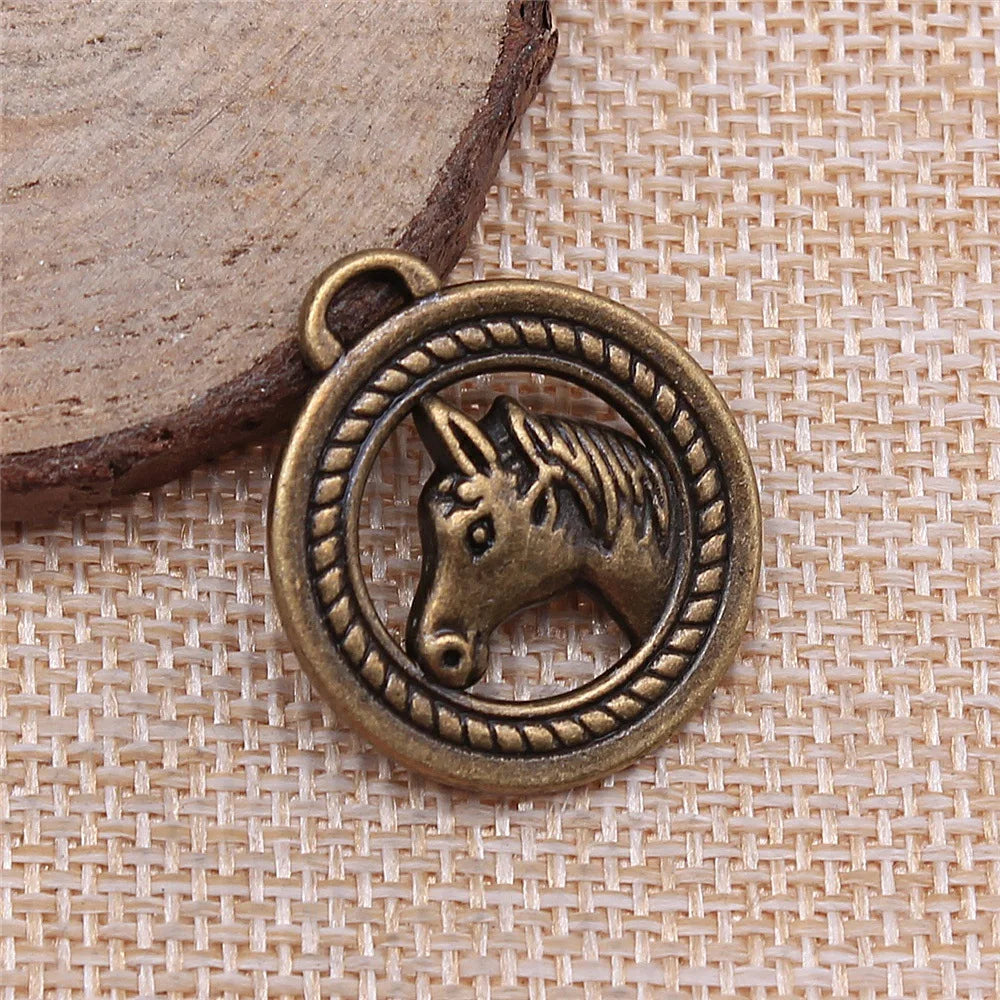 25mm 5.7g Multicolor Zinc Alloy Horse Head Charm Pendant for DIY Necklace Bracelet Jewelry Making