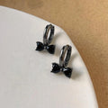 Dark Lolita Zircon Bow Copper Drop Earrings Sweet Cool Gothic Jewelry For Women