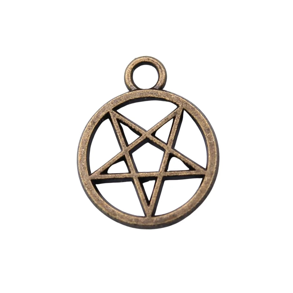 13x13mm 0.95g Multicolor Zinc Alloy Round Five Point Star Charm Pendant for DIY Bracelet Necklace Making
