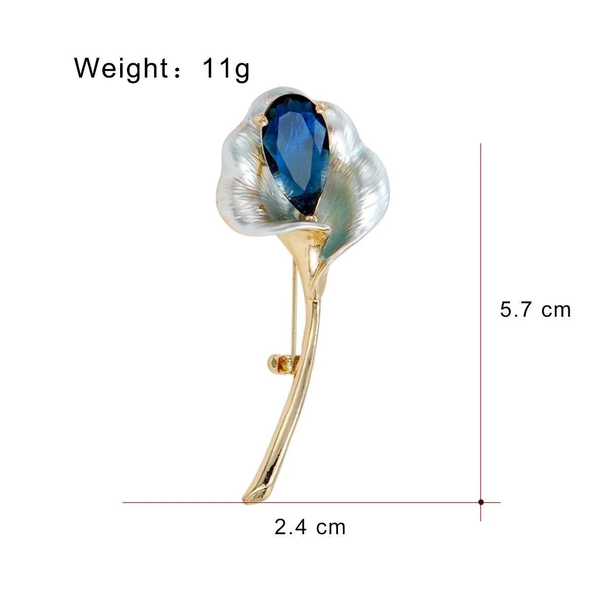 Elegant Calla Lily Flower Brooch With Blue Zircon Mother Of Pearl Petals, Luxury Lapel Pin Suit Corsage Gift