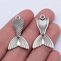31x19mm 3g Antique Silver Zinc Alloy Mermaid Tail Charm Pendant for DIY Necklace Bracelet Making