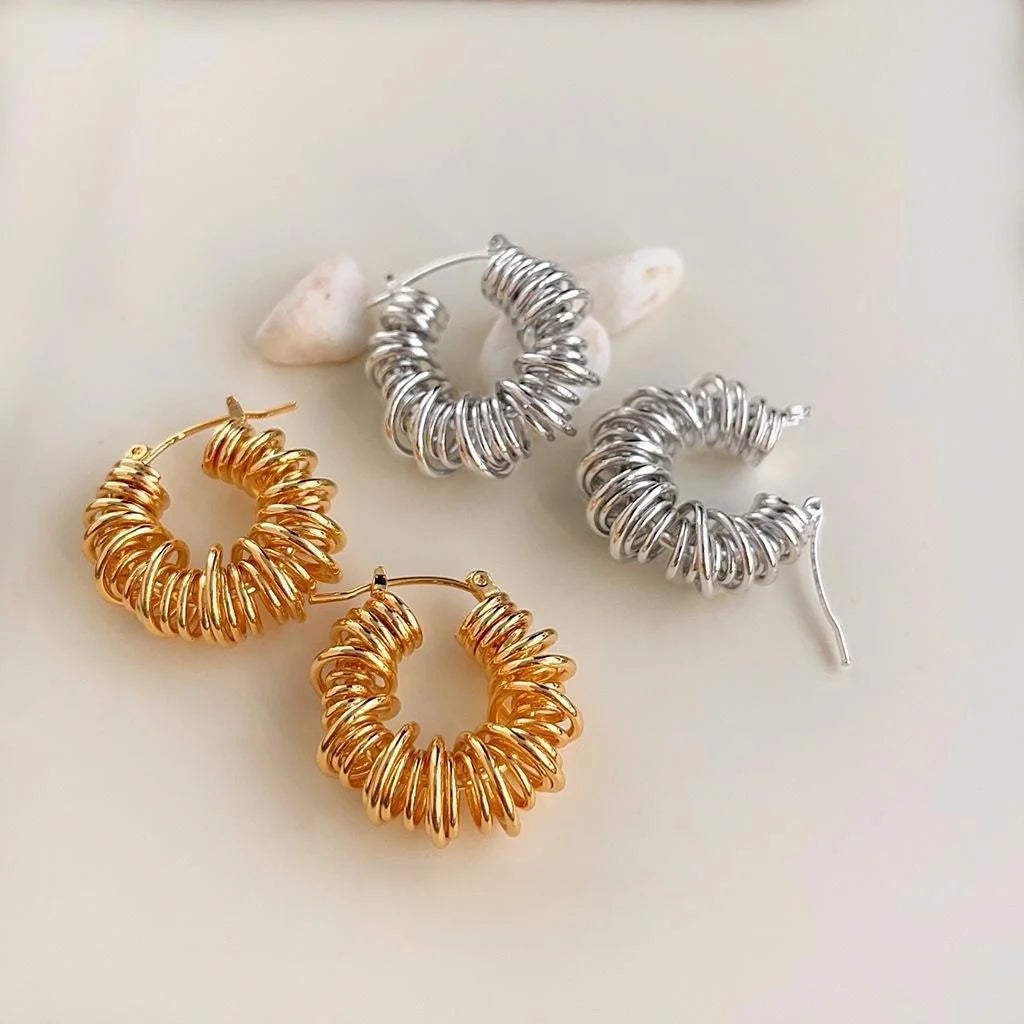 Thickened Real Gold Plated Copper Irregular Geometric Round Hoop Earrings For Luxury Commuter Style