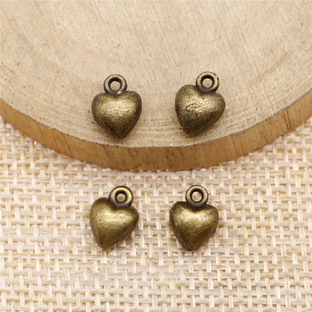 9x7x4mm 0.8g Zinc Alloy Heart Charm Pendants for DIY Bracelet Necklace Jewelry Making